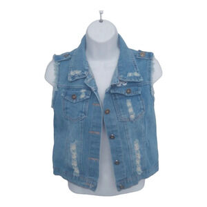 BH Jeans Canada Grunge  Denim Blue Jean Jacket Sleeveless S